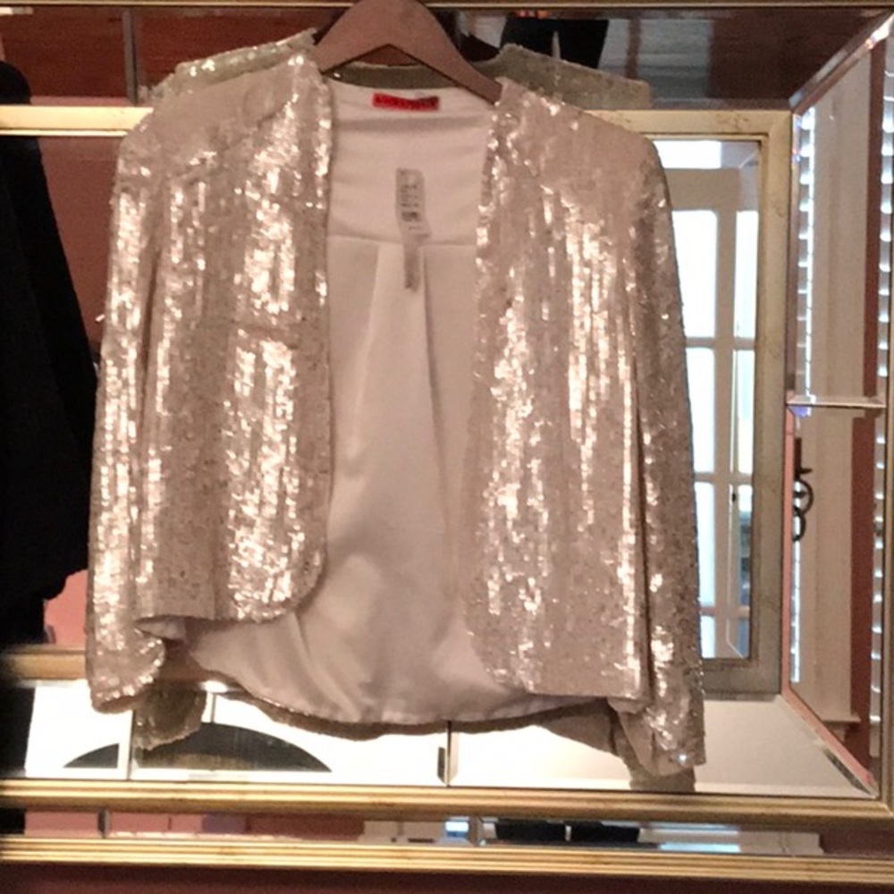 Alice and Olivia white sequin jacket new with tags